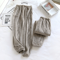 Couple sleeping pants for men and women Autumn Winter Thickened Warm Warm Pants Flannel Winter Single Out of Coral Suede Home Pants