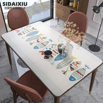 Waterproof tablecloth Nordic erasable Nordic table mat tablecloth Waterproof and oil-proof Leave-in soft glass PVC anti-scalding rectangular
