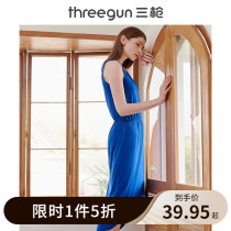 Three shots of ice silk smooth Shumur night dress Womens summer pajama dress can be worn outside womens home long dress pajama skirt