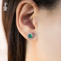 Green agate earrings female 925 sterling silver temperament Korean personality ear jewelry simple niche design 2021 New