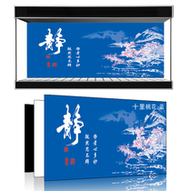 Beauty pet exhibition custom fish tank background ten li peach blossom blue HD sticker landscape fish tank mural HD picture 3d