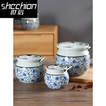 Seasoning bottle jar ceramic Chinese antique seasoning seasoning salt jar set kitchen lard chili tank oil tank household