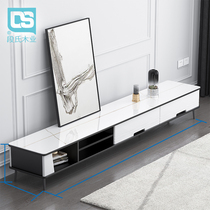 Italian tempered glass TV cabinet coffee table combination modern simple living room small apartment light luxury floor TV cabinet