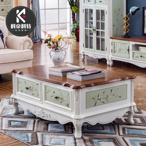 Solid wood coffee table table living room TV cabinet combination tea table American simple small apartment mini coffee table rectangular
