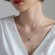 VIA water drop shaped natural crystal Moren choker fairy temperament sweet small short Net red necklace female