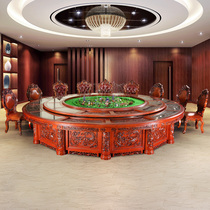 Kubit solid wood hotel electric dining table solid wood carving hotel big round table remote control hotel antique round table