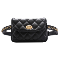 New Rhombus Lady Small Scent Wind Casual Fashion Chain Belt waist Pack Multifunction Black Single Shoulder Diagonal Satchel Bag