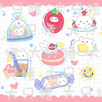 (Big Only Pig At Home) Cake Small Rabbit Original Cartoon Waterproof Cute Flower Arm Girl Color Tattoo Sticker