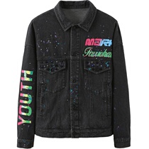 Mark Waffee Denim Jacket Mens Spring Autumn 2022 Spring New Black Loose National Tide Embroidered Jacket