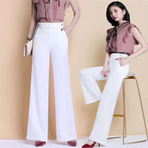 High waisted wide leg pants women spring and summer thin white loose summer ice silk trousers slim hanging pants women