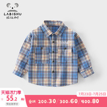 Rabi tree childrens clothing new boys plaid shirt baby casual top pure cotton childrens spring and autumn long-sleeved shirt