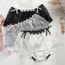 Flat-legged underwear womens flat cotton lace ultra-thin mid-waist four-corner sexy girl anti-light shorts safety pants