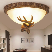  Cross-border European-style creative glass antler led light ceiling rudder Bedroom lighting Retro balcony aisle ceiling light