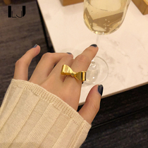 little joys bow opening ring 925 silver gilded exaggerated personality ring trend original niche