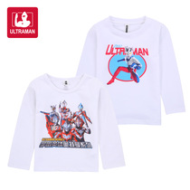 Otman Pure Cotton T-shirt Spring Dress White Long Sleeve Superman Clothes Children Boy Spring Autumn Season Beat 100 hitch-shirt