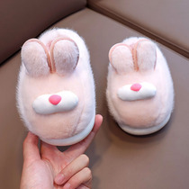 Rabbit girls slippers autumn and winter baby girl 2022 new cotton slippers cute princess home shoes non-slip fur slippers