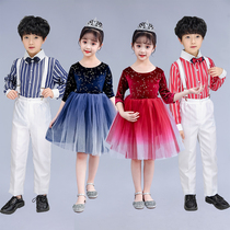  Childrens chorus costume Performance costume Primary and secondary school choir male and female childrens host dress Poetry recitation performance costume