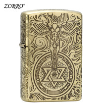 Zorro kerosene lighter windproof pure copper creative Guardian Angel retro grinding wheel personality lighter male to send boyfriend