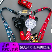 Hanging neck anime Mickey mini fan usb charging children students hand-held folding portable portable electric fan