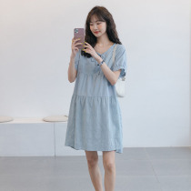 Pregnant women in summer clothes top Han version of the new fashion code covering their belly fresh and loose temperament dress summer money