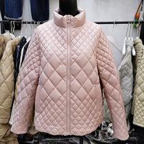 Romifen 8601 counter 2020 winter stand-up collar diamond lattice short thin white duck down down jacket female anti-season