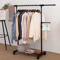 Simple movable drying rack with pulley wheel floor folding floor standing high and low clothes hanging bar simple