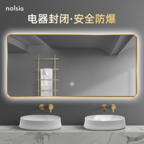 Framed explosion-proof smart bathroom mirror wall mounted led light mirror anti-fog luminous toilet washbasin mirror custom