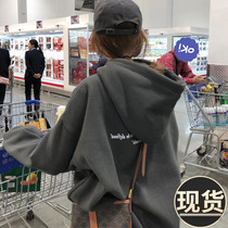 ader new autumn and winter Korean version of the retro thin small hooded top loose plus velvet thickened loose sweater women