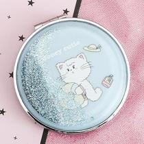 Makeup mirror flip-top girl simple mirror cute round fashion trumpet portable mini quicksand portable face