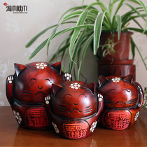 Large number woody floral face Merchants Cat Coins Deposit Money Pot Creative Cute Crafts Home Small Swing Pieces Open Shop Gift