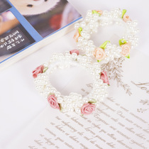 Classical Pearl Rose Hairlap French girl lolita headline hand weaving retro pearl hair