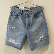 ANAN Korea East gate Mens clothing Knife Cuts Jeans Shorts Male summer Korean version Loose Straight Barrel Casual