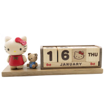 Taiwan jeancrad forest live wood fun perpetual calendar desk desktop decoration Birthday gift Childrens Day kitty