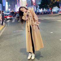 2020 popular trench coat womens long spring and autumn temperament goddess British wind over the knee waitmore coat tide