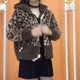 Thick imitation mink velvet leopard print coat for women, versatile autumn and winter casual Korean style fur one-piece loose lamb hair coat