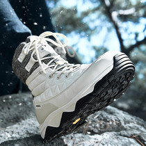 Winter hiking shoes mens hiking shoes womens outdoor shoes waterproof non-slip snow boots Northeast couple high-top thick cotton shoes