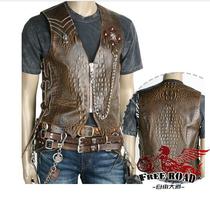 16 years of the new South Korea imported pure cow gas riding vest personality crocodile skin pattern vest MV60715