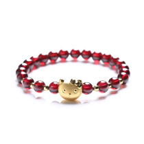 Good pro natural wine red garnet bracelet single circle student multi circle bead hand string ladies jewelry kitty cat