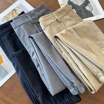 Workplace elite anti-wrinkle 3D three-dimensional cut moisture-absorbing breathable suit fabric drawstring pants elastic casual pants