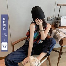 SUN11 (Thanksgiving feedback as low as 5 fold spot second hair) dark blue high-waisted jeans female Harlan