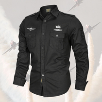 Autumn mens air force shirt US long sleeve navy square collar shirt large size uniform slim uniform slim military uniform four autumn thin