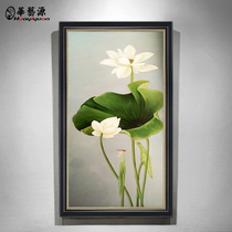 Huayiyuan modern simple Lotus oil painting porch decorative painting vertical version of new Chinese corridor aisle hanging painting promotion