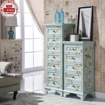 New hand-painted retro solid wood drawer seven-bucket cabinet American country old foyer personality porch storage bedside table