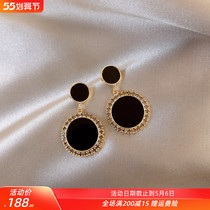 Black Earrings 2022 New Tide Korea Temperament Net Red Women Superior Atmosphere Ear Nail Autumn Winter Ear Accessories Pure Silver