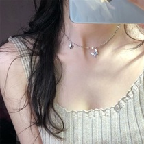 925 sterling silver butterfly necklace 2021 new womens summer all-match niche design sense clavicle chain wind girl heart