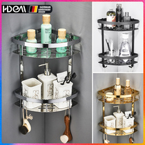 New German bathroom shelf Full copper triangle basket Single layer double layer corner basket Gold multi-chrome ribbon hook