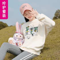Girls Spring and Autumn Thick Academy Wind Pullover Joker Printing 15 Big Children Loose Round Neck Spring 12-year-old Girl Sweatshirt