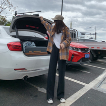 Corduroy pants children autumn and winter loose straight tube slimming Joker knit wide leg pants women high waist drape pants