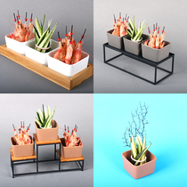 Creative Japanese blue hipster ceramic dish soup bowl hotel artistic conception dish decoration chef iron tableware