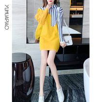 Autumn 2021 new womens high-end knitted big brand autumn dress base skirt children Spring and Autumn small man